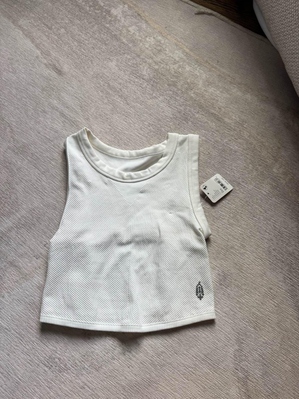 New free People seamless white Ribbed Scoop Tank